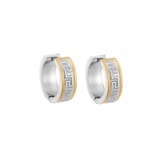 Σκουλαρίκια SENZA Gold Plated Steel, κρίκος δίχρωμος με μαίανδρο 2 cm