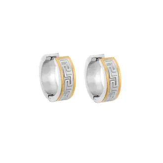 Σκουλαρίκια SENZA Gold Plated Steel, κρίκος δίχρωμος με μαίανδρο 2 cm