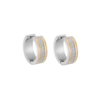Σκουλαρίκια SENZA Gold Plated Steel, κρίκος δίχρωμος με μαίανδρο 2 cm