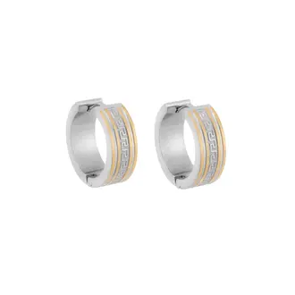 Σκουλαρίκια SENZA Gold Plated Steel, κρίκος δίχρωμος με μαίανδρο 2 cm