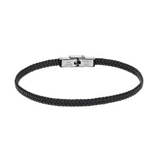 Βραχιόλι Senza Men&#039;s Steel Black Leather Strap