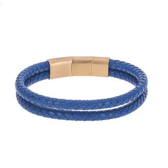Βραχιόλι Senza Men&#039;s Steel Blue Leather Strap