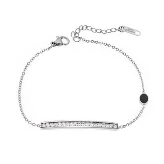 Βραχιόλι Senza Steel, Διπλό αλυσιδωτό με μπλε Strass και κρεμαστά μάτια