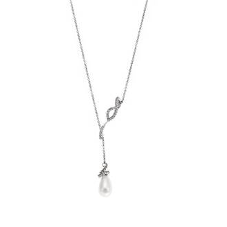 Κολιέ Senza Stainless Steel, Αλυσίδα με πέρλα και strass