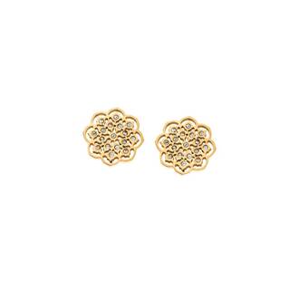 Σκουλαρίκια Γυναικεία SENZA Gold Plated Steel με λουλούδι και strass