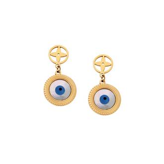 Σκουλαρίκια Γυναικεία SENZA Gold Plated Steel με φίλντισι και ματάκι