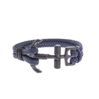 Βραχιόλι Senza Men&#039;s Steel Blue Leather Strap with Black Anchor