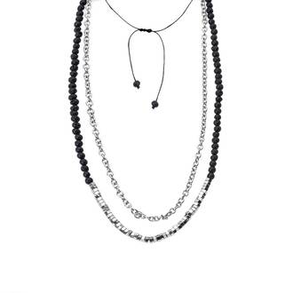 Κολιέ-Ροζάριο Unisex Senza Hematite &amp; Lava Stones with Steel