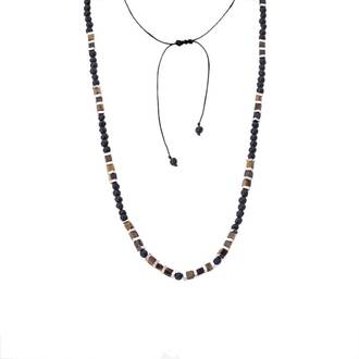 Κολιέ-Ροζάριο Unisex Senza Hematite &amp; Lava Stones with tiger eye