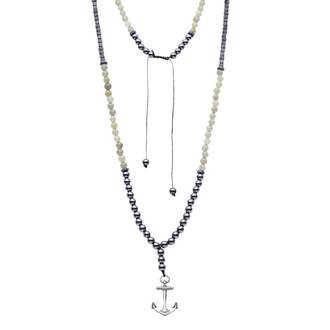 Κολιέ-Ροζάριο Unisex Senza Hematite &amp; Aventurine Stones with Steel