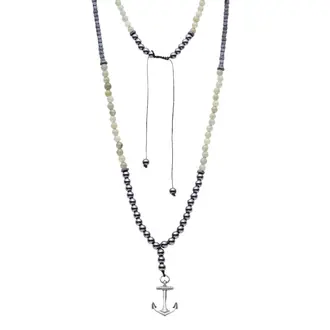 Κολιέ-Ροζάριο Unisex Senza Hematite &amp; Aventurine Stones with Steel