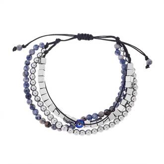 Βραχιόλι Unisex Senza Hematite &amp; Sodalite Stones with Steel
