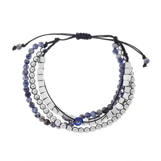 Βραχιόλι Unisex Senza Hematite &amp; Sodalite Stones with Steel