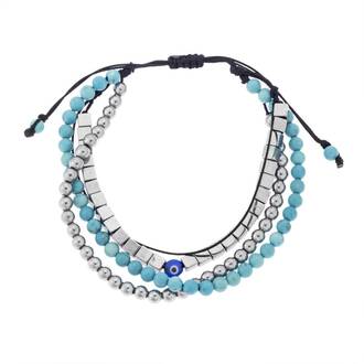 Βραχιόλι Unisex Senza Hematite &amp; Turquoise Stones