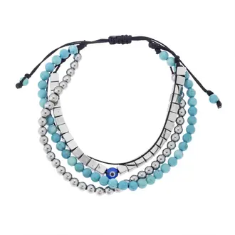 Βραχιόλι Unisex Senza Hematite &amp; Turquoise Stones