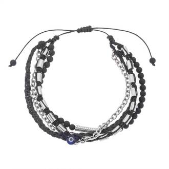 Βραχιόλι Unisex Senza Hematite &amp; Onyx Stones with Steel