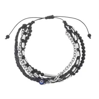 Βραχιόλι Unisex Senza Hematite &amp; Onyx Stones with Steel