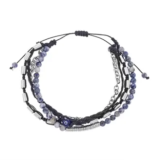 Βραχιόλι Unisex Senza Hematite &amp; Sodalite Stones with Steel