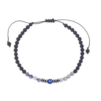 Βραχιόλι Unisex Senza Sandblasted Onyx &amp; Sodalite Stones
