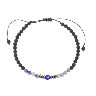 Βραχιόλι Unisex Senza Sandblasted Onyx &amp; Sodalite Stones