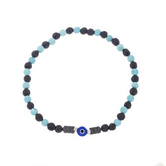 Βραχιόλι Unisex Senza Hematite &amp; Turquoise Stones with Lava