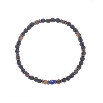 Βραχιόλι Unisex Senza Hematite &amp; Tiger eye Stones with Lava