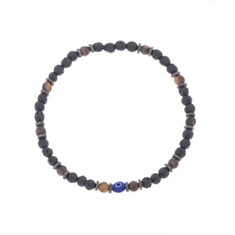 Βραχιόλι Unisex Senza Hematite &amp; Tiger eye Stones with Lava
