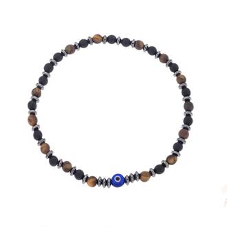 Βραχιόλι Unisex Senza Sandblasted Onyx &amp; Tiger eye Stones with Hematite