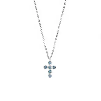 Μενταγιόν Senza Silver 925, σταυρουδάκι με τυρκουάζ ζιργκόν