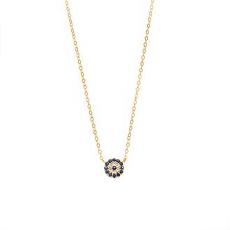 Κολιέ Senza Silver 925 Gold Plated, Στρογγυλό ματάκι με ζιργκόν