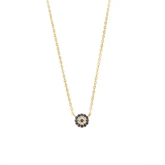 Κολιέ Senza Silver 925 Gold Plated, Στρογγυλό ματάκι με ζιργκόν