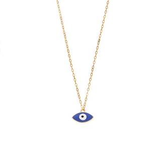 Κολιέ Senza Silver 925 Gold Plated, Ματάκι με σμάλτο