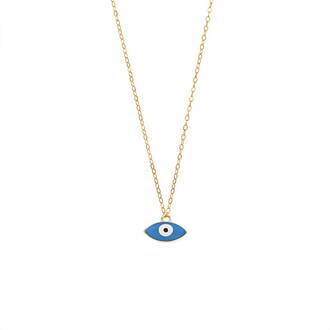 Κολιέ Senza Silver 925 Gold Plated, Ματάκι με γαλάζιο σμάλτο