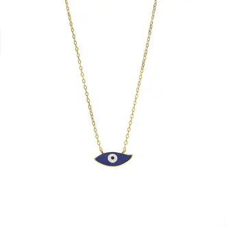 Κολιέ Senza Silver 925 Gold Plated, Ματάκι μπλε με σμάλτο