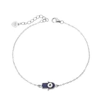 Βραχιόλι Senza Silver 925, Ματάκι μέσα σε χεράκι με σμάλτο