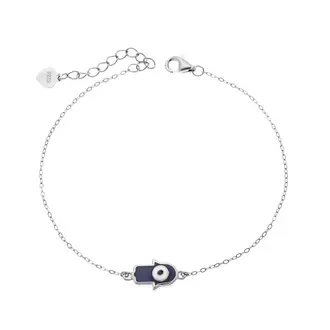 Βραχιόλι Senza Silver 925, Ματάκι μέσα σε χεράκι με σμάλτο