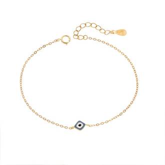 Βραχιόλι Senza Silver 925 Gold Plated, Ματάκι με γαλάζιο σμάλτο