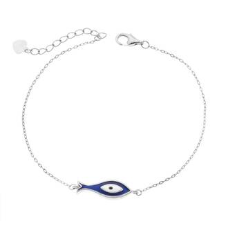 Βραχιόλι Senza Silver 925, Ματάκι σχήμα ψαράκι με σμάλτο