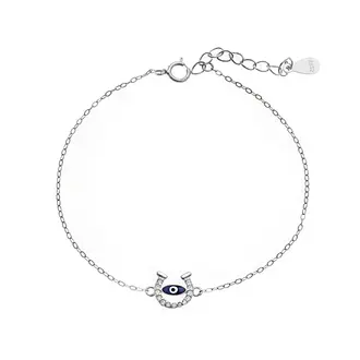 Βραχιόλι Senza Silver 925, Ματάκι με σμάλτο και πέταλο με ζιργκόν