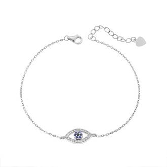 Βραχιόλι Senza Silver 925, Ματάκι μπλε με ζιργκόν
