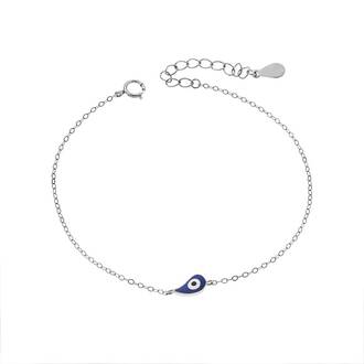Βραχιόλι Senza Silver 925, ματάκι με μπλε σμάλτο