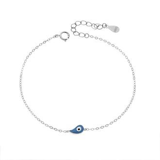 Βραχιόλι Senza Silver 925, ματάκι με γαλάζιο σμάλτο