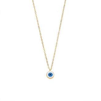 Κολιέ Senza Silver 925 Gold Plated, Ματάκι λευκό με σμάλτο