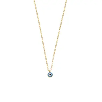 Κολιέ Senza Silver 925 Gold Plated, Ματάκι γαλάζιο με σμάλτο