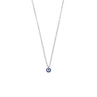 Κολιέ Senza Silver 925, Ματάκι μπλε με σμάλτο