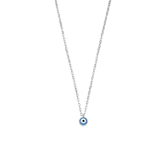 Κολιέ Senza Silver 925, Ματάκι γαλάζιο με σμάλτο
