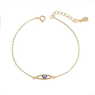 Βραχιόλι Senza Silver 925, επιχρυσωμένο μάτι μπλε