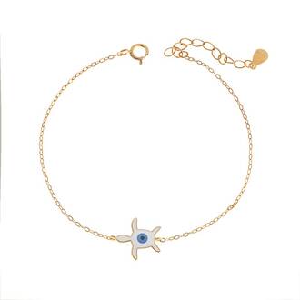 Βραχιόλι Senza Silver 925 Gold Plated, Χελώνα με μάτι