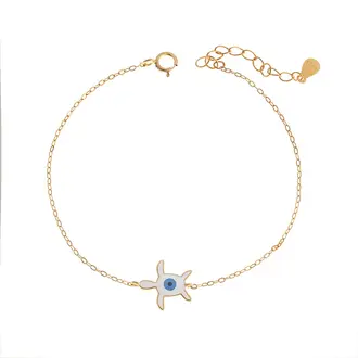 Βραχιόλι Senza Silver 925 Gold Plated, Χελώνα με μάτι