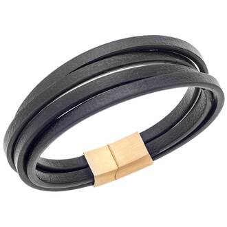 Βραχιόλι Senza Men&#039;s Steel Leather Strap